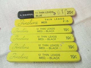 Vintage Sheaffer Fineline 6 Boxes Of Lead Black Red Blue