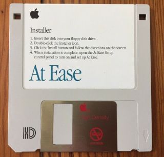 Vintage 1992 Macintosh Mac Os At Ease Desktop Software Installation Floppy Disk