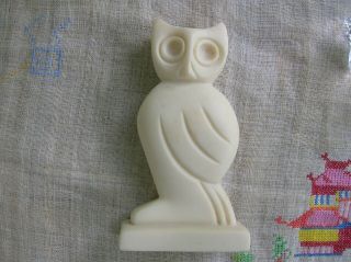 Unique Vintage Hand Carved White Stone Owl Figurine Art Sculpture Statue 5 - 1/2 "