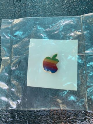 Apple Macintosh Computer Rainbow Logo Lapel Pin Pinback Vintage 1980’s Made Usa