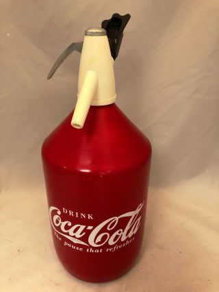 Vintage Boc Bright Red Coca Cola Seltzer Soda Syphon Bottle Sk/v Ice Cold Coke