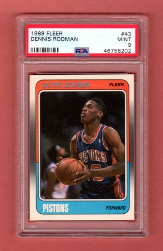 Dennis Rodman 1988 - 89 Fleer Rookie Rc Fresh Grade 43 Psa 9 Detroit Pistons