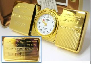 Gold Timetank Time Tank Pocket Clock Zippo 1995 Not Running 380206b78