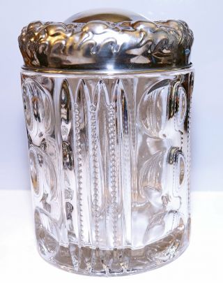 Vintage Glass Tobacco Jar With A Metal Lid