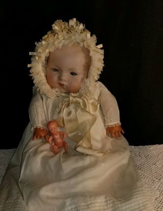 14 " Bisque/cloth A.  M.  Dream Baby Antique Doll - Eyes In Head - Needs Tlc - Lovely Old