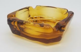 Vintage Square Amber Glass Ashtray 4 Inch