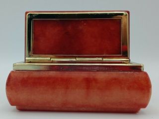 Vintage Alabaster Hand Painted Trinket Box w/ Hinged Lid Made In Italy 3