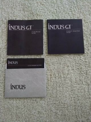 2 Vintage Manuals & 1 Diskette For The Indus Gt Disk Drive For Atari Computers