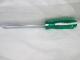 Vintage S - K Hand Tools 70086 Green And White Slotted Head Screwdriver Usa