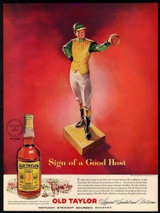1951 Old Taylor Bourbon Whiskey - Jockey - Alcohol - Color Print Vintage Ad