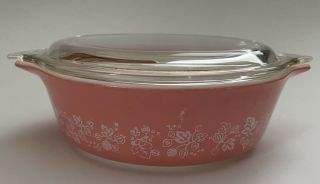 Vintage Pyrex Pink Gooseberry Round Casserole Dish & Lid 471 1 Pint Pt.