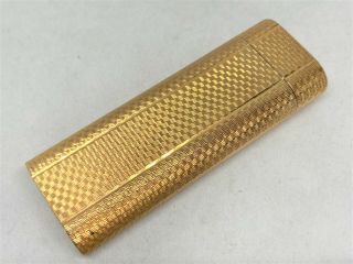 Auth Cartier K18 Gold - Plated Checkered Pattern Oval Lighter Gold (9960)