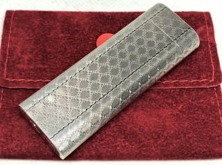 Auth Cartier Silver Plated Chain Pattern Oval Lighter W Suede Pouch