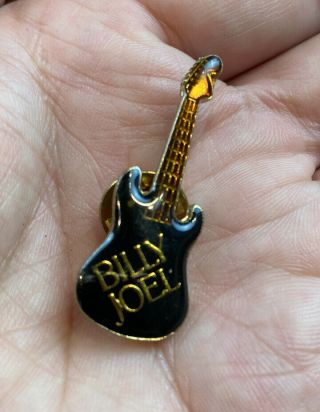 Billy Joel Blue Guitar - Shaped Enamel Hat Pin Lapel Pinback Button Vintage Rare