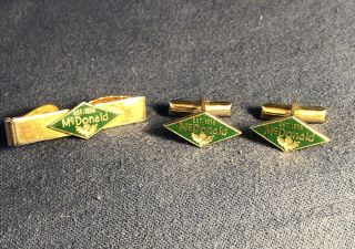 Vtg A.  Y.  Mcdonald Mfg Co.  Gold Toned Cufflinks & Tie Clasp