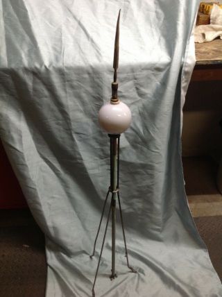 Vintage And Cool Lightning Rod Setup With Milk Glass Ball & Topper