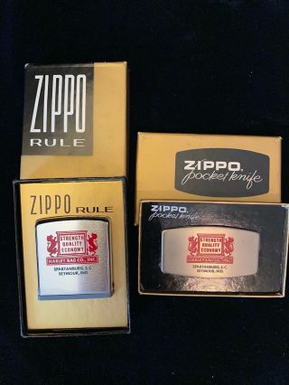 Vtg Harley Bag Company Employee Gift Zippo Pocket Knife & Tape Measure Sc In