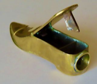 Antique English Georgian Cigar Cutter Brass Shoe Match Safe Holder Strike Plate