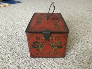Vintage Union Leader Tobacco Lunch Box Pail Tin 3