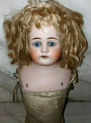 Antique bisque head German doll Blue eyes Open Mouth Teeth repair damage 2