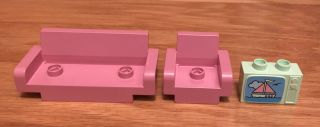 Rare Vintage Lego Duplo Pink Living Room Couch Sofa Chair Tv