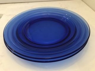 2 Moderntone Cobalt Blue Depression Glass 9 " Dinner Plates Exc Vintage