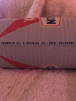 Vintage Champlin C.  M.  O.  Metal 1 Quart Motor Oil Can SAE 30 - FULL - 3
