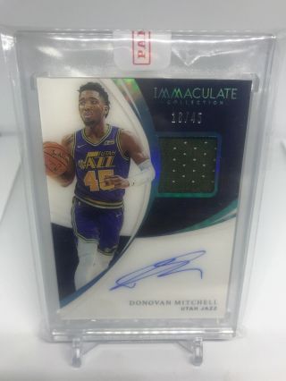 Donovan Mitchell 2017 - 18 Immaculate 2nd Year Patch Auto /45 Ssp Nuggets Star