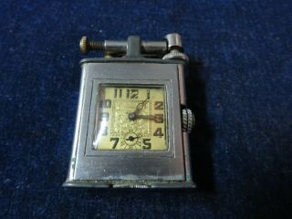 Orig Vintage " Monroe " Lift Arm Lighter With Clock
