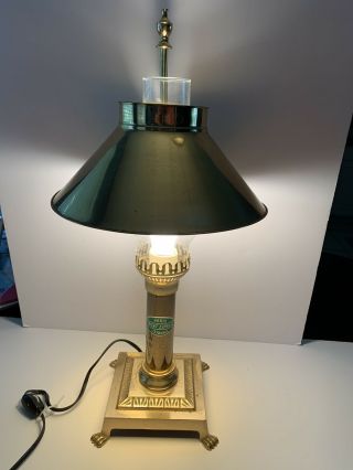Vintage Paris Istanbul Orient Express Brass Table Office Lamp W/ Lion Feet Base