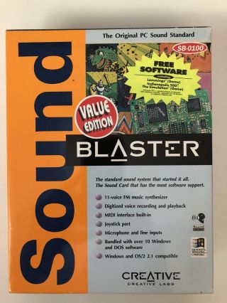 Creative Labs Sb - 0100 Sound Blaster Box & Manuals Only No Card No Disks