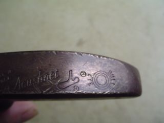 Vintage Acushnet Bullseye FLM5S Brass Flange Putter Golf Club RH 35.  75 w Leather 3