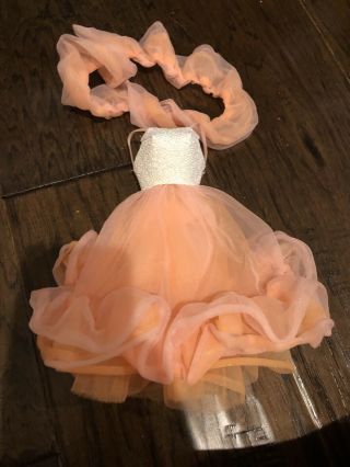 Vintage Peaches And Cream Barbie Gown And Boa