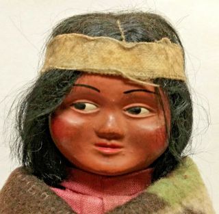 Antique Skookum Squaw Doll - Composite Head ?,  Right Glancing (bully Good) 9.  5 "