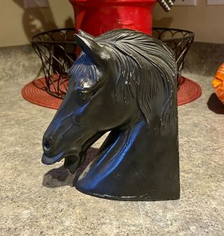 Vintage Cast Metal Horse Head Bookend