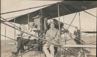 Aviator Rppc Art Smith And ? On Early Plane Real Photo Post Card Vintage