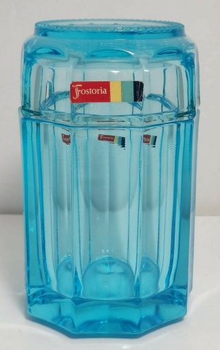 Vintage Fostoria Blue Coin Glass Cigarette Holder Box W/ashtray Lid - Rare