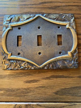 Vintage Amerock Carriage House 3 Triple Light Switch Wall Plate Cover Brass