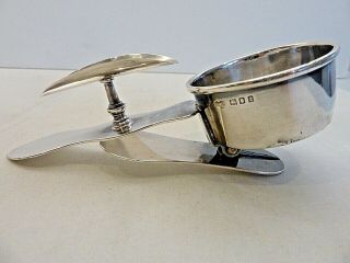 English Sterling Cigar Ash Tray On Table Clip,  Goldsmiths & Silversmiths Co.