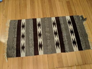 Vintage Aztec Style Mexican South American ? Native Woven Wool Rug Wall Hanging