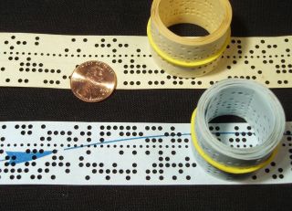 10 Feet Of Rare Computer Punched Paper Tape,  50 Years Old,  Two Rolls,  Vintage