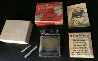 Vintage Rare Beattie Jet Lighter With Box Paper Inserts Tools Set Flaw