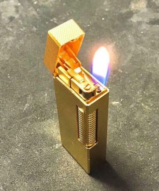 Dunhill Gold Gas Lighter Popular Design Roller Of The Past