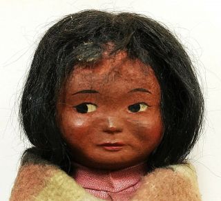 Antique Skookum Brave Doll - Composite Head ?,  Right Glancing (bully Good) 9.  5 "