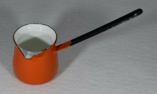 Large 4 1/2 Inch Vintage Porcelain Enamel Ladle Dipper - Orange And Black