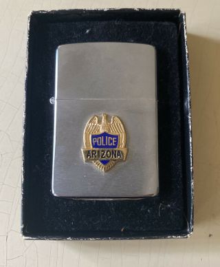 Vintage “arizona Police” Officers Zippo Chrome Lighter Made In Usa