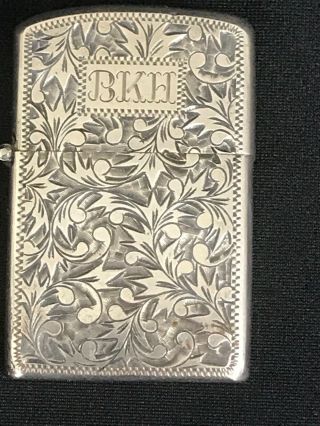 Vintage Ornate Sterling Silver Cigarette Lighter W/ Zippo Insert