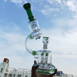 14 " Microscope Glass Water Bong Glass Water Pipe With Rocket Perc And Ufo Perc