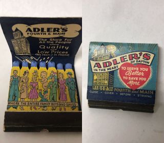 Vintage Adlers Dayton Oh Man Lady Baby Feature Matchbook Matches Advertising