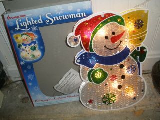 Vintage Chelsea Home Holographic Lighted Window Decoration 11 " Snowman